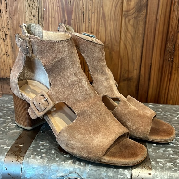 Rag & Bone Open Toe Suede Sandal Bootie With Buckles Neutral Tan Camel - Picture 4 of 9
